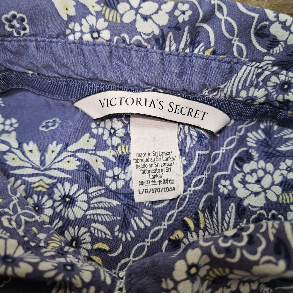 Victoria's Secret‎ Shirt Womens Large Blue Floral Bandana Button Down Nightshirt - Picture 5 of 10